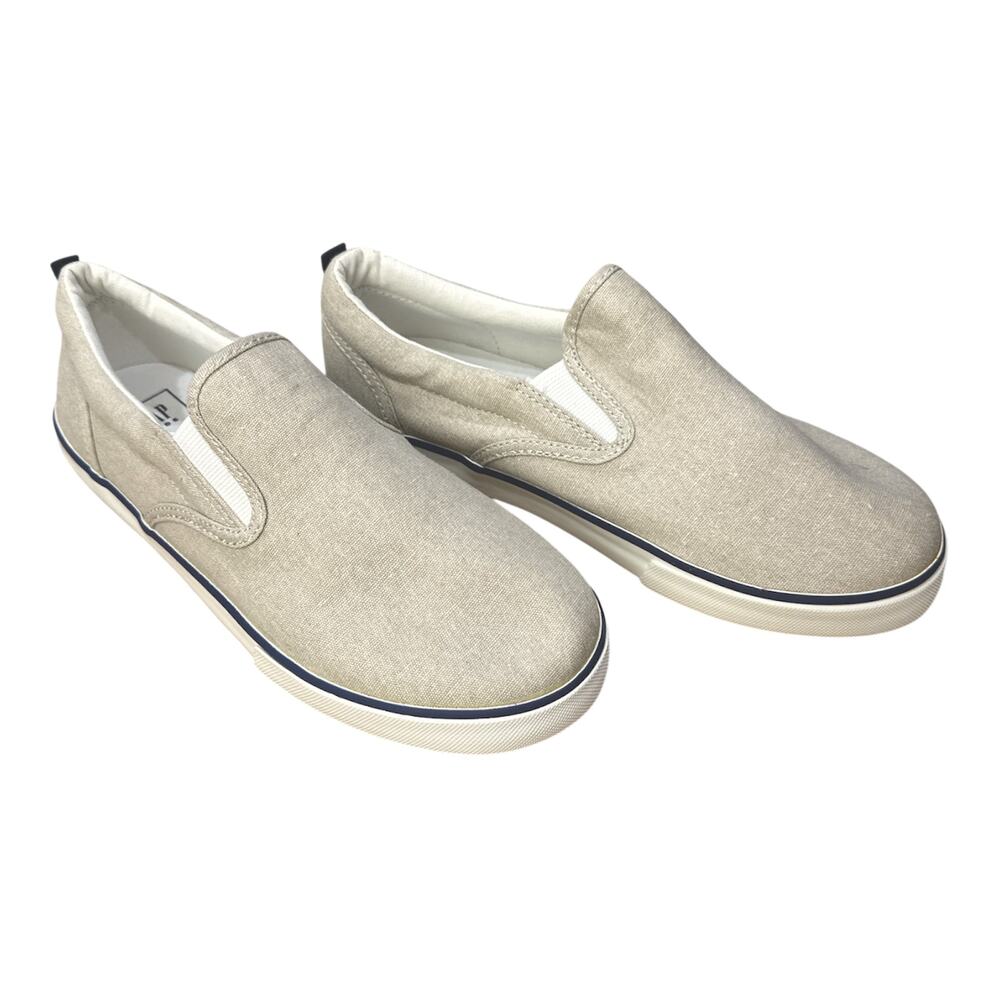 Gap Kids Canvas Slip On Shoes Beige Khaki Boys Unisex US 5 Youth Casual EUC